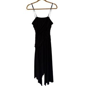 Vintage Night Way Size 6 Black Ruched Strapless Asymmetric Hem Y2K Dress